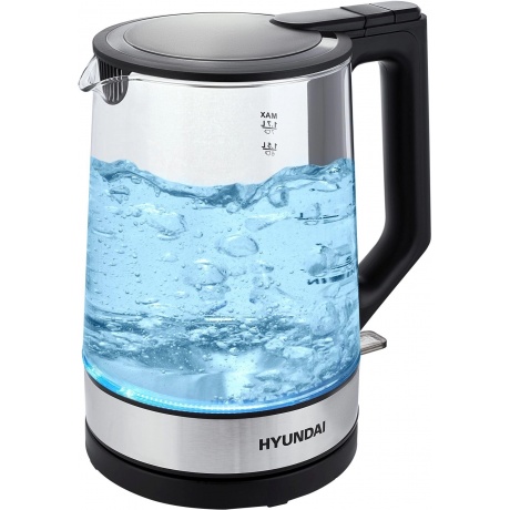 Чайник электрический Hyundai HYK-G8808 1.7л. 2200Вт черный/серебристый (стекло) - фото 6