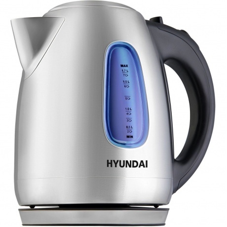Чайник электрический Hyundai HYK-S2402 1.7л. 2200Вт серебристый матовый/черный (металл) - фото 4