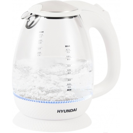 Чайник электрический Hyundai HYK-G3805 1.7л. 2200Вт белый/прозрачный (стекло) - фото 2