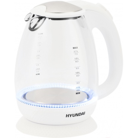Чайник электрический Hyundai HYK-G3805 1.7л. 2200Вт белый/прозрачный (стекло) - фото 4
