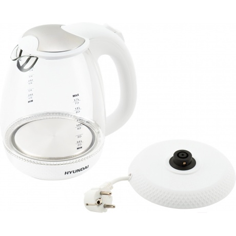 Чайник электрический Hyundai HYK-G3805 1.7л. 2200Вт белый/прозрачный (стекло) - фото 10