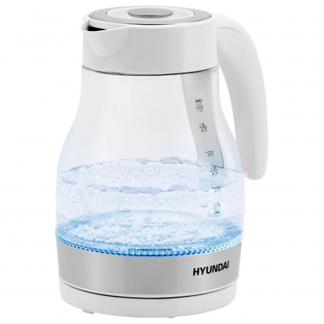Чайник электрический Hyundai HYK-G3802 1.7л. 2200Вт белый/серебристый (стекло) - фото 2
