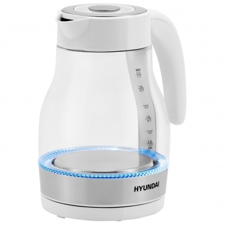 Чайник электрический Hyundai HYK-G3802 1.7л. 2200Вт белый/серебристый (стекло) - фото 5