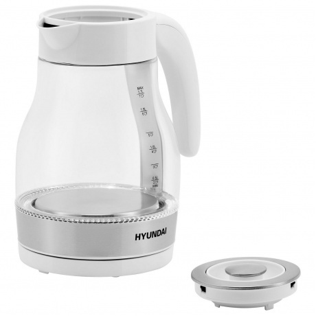 Чайник электрический Hyundai HYK-G3802 1.7л. 2200Вт белый/серебристый (стекло) - фото 6