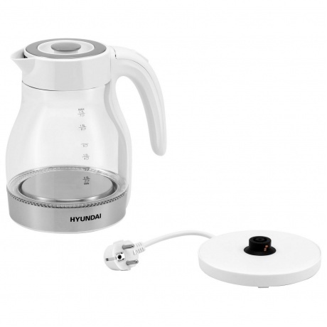 Чайник электрический Hyundai HYK-G3802 1.7л. 2200Вт белый/серебристый (стекло) - фото 8