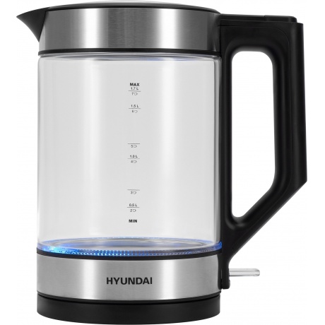 Чайник электрический Hyundai HYK-G3509 1.7л. 2200Вт черный/прозрачный (стекло/пластик) - фото 2