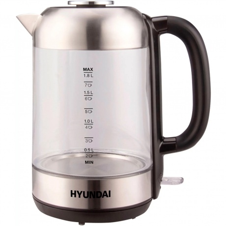 Чайник электрический Hyundai HYK-G4034 1.8л. 2200Вт черный/прозрачный (стекло/пластик) - фото 2