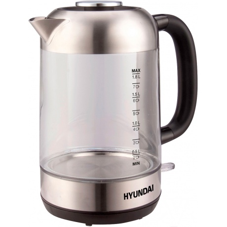 Чайник электрический Hyundai HYK-G4034 1.8л. 2200Вт черный/прозрачный (стекло/пластик) - фото 3