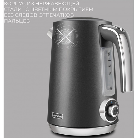 Чайник электрический Rondell 1002-RE-01 1.7л. 2200Вт черный (металл) - фото 18