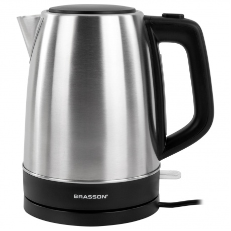 Чайник электрический BRASSON KT-040, 1,7л, 2200 Вт, сталь, черны...
