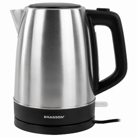 Чайник электрический BRASSON KT-040, 1,7л, 2200 Вт, сталь, черны...