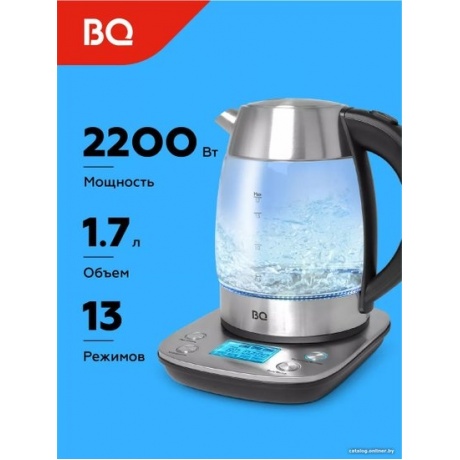 Чайник электрический BQ KT1703G Стальной-Черный - фото 4