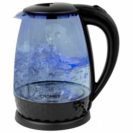 Чайник электрический CROMEX KT-308, 1,8л, 1500Вт, стекло, черный...