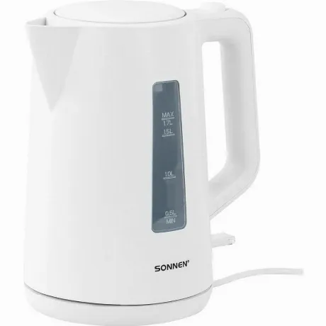 Чайник электрический SONNEN  KT-1303, 1,7л, 2200Вт, пластик, бел...