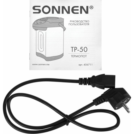 Термопот SONNEN TP-50, 5л, 900 Вт, 1 темп режим, 3 режима подачи воды, сталь, белый/серебр, 456711 - фото 6