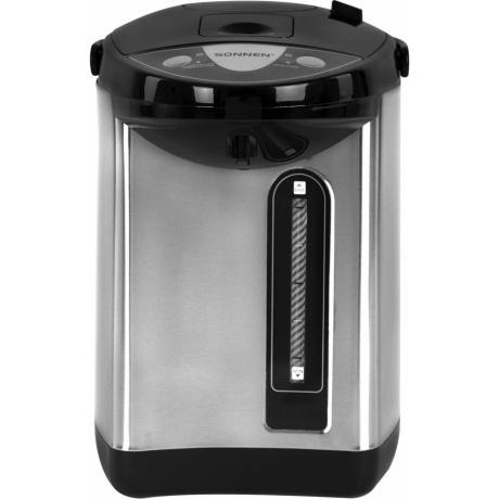 Термопот SONNEN TP-38, 4л, 900 Вт, 1 темп режим, 3 режима подачи воды, сталь, черный/сереб, 456710 - фото 2