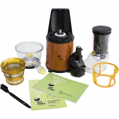 Шнековая соковыжималка Kitfort КТ-1102-1 оранжевая - фото 3