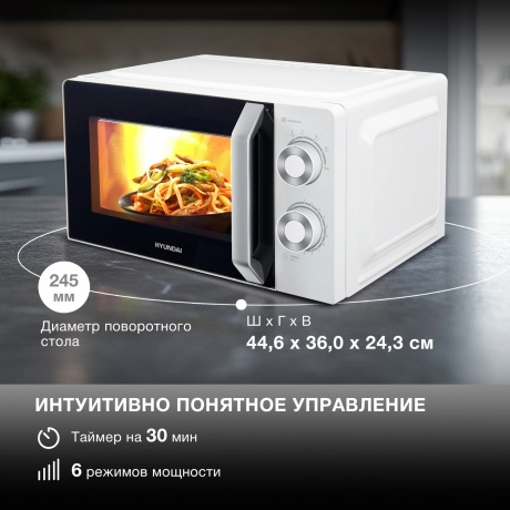 Микроволновая печь Hyundai HYM-M2053 20л. 700Вт белая/серебристый - фото 13