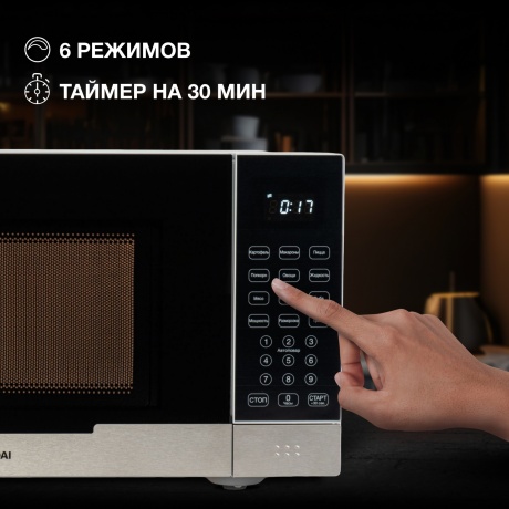 Микроволновая печь Hyundai HYM-D2075 23л. 800Вт белая/черная - фото 7