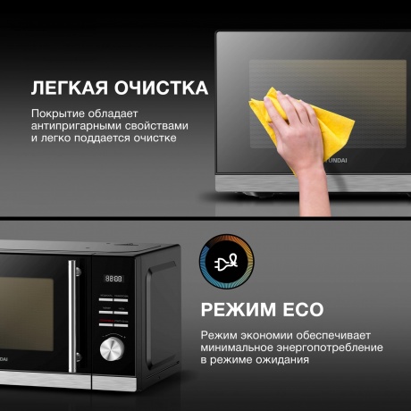 Микроволновая печь Hyundai HYM-D3005 20л. 700Вт черная/стальной - фото 8