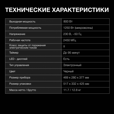 Микроволновая печь Hyundai HYM-D3012 25л. 800Вт черная - фото 28