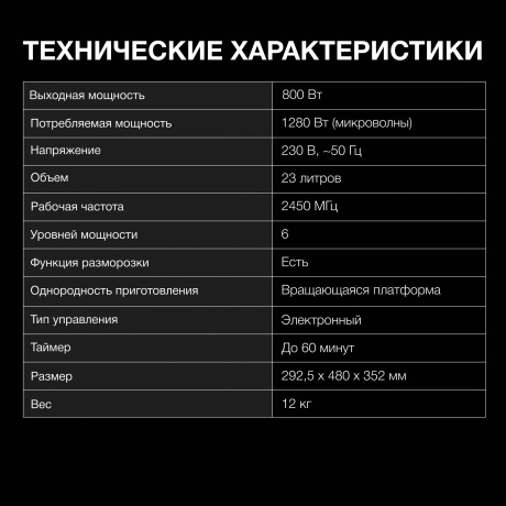 Микроволновая печь Hyundai HYM-D2079 23л. 800Вт черная - фото 18