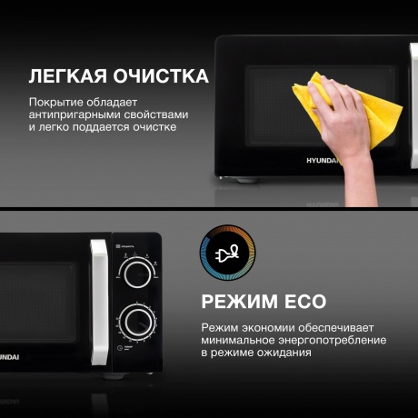 Микроволновая печь Hyundai HYM-M2052 20л. 700Вт черная/серебристый - фото 13