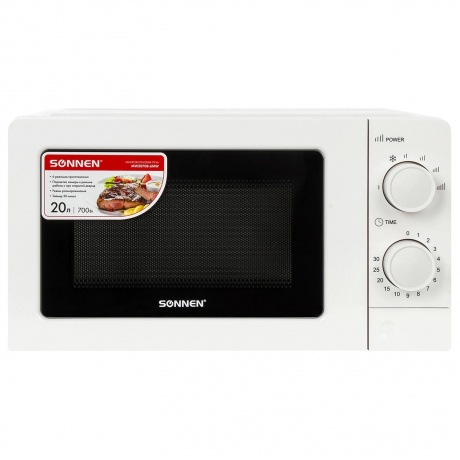 

Микроволновая печь SONNEN MW2070BLCR-6MB, 20л, 700Вт, таймер, механика, черная/хром, 454982
