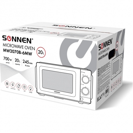 Микроволновая печь Sonnen MW2070BLCR-6MB, 20л, 700Вт, черная/хром - фото 6