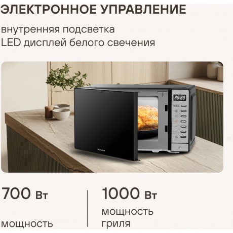 Микроволновая Печь Rondell RDE-MW203 20л. 700Вт черный/серебристый - фото 14