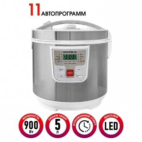 Мультиварка Supra MCS-4115 5л 900Вт серебристый/белый - фото 16