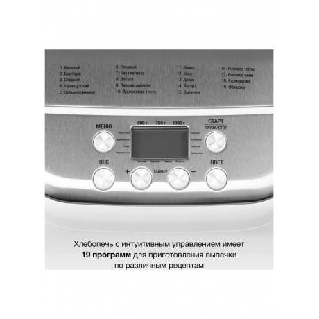 Хлебопечь Hyundai HYBM-3086 600Вт белый/серебристый - фото 19