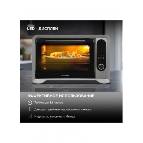 Мини-печь Hyundai MIO-HY104 35л. 1600Вт черный - фото 22
