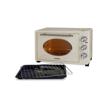 Мини-печь Hyundai MIO-HY084 33л. 1500Вт бежевый/хром - фото 11