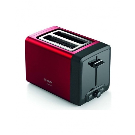 Тостер Bosch TAT4P424 (970 Вт, количество тостов: 2, корпус: пластик/металл, решетка для подогрева булочек, 6 степеней обжаривания, цвет красный/черный) - фото 1