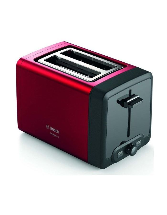 Тостер Bosch TAT4P424 (970 Вт, количество тостов: 2, корпус: пластик/металл, решетка для подогрева булочек, 6 степеней обжаривания, цвет красный/черный)