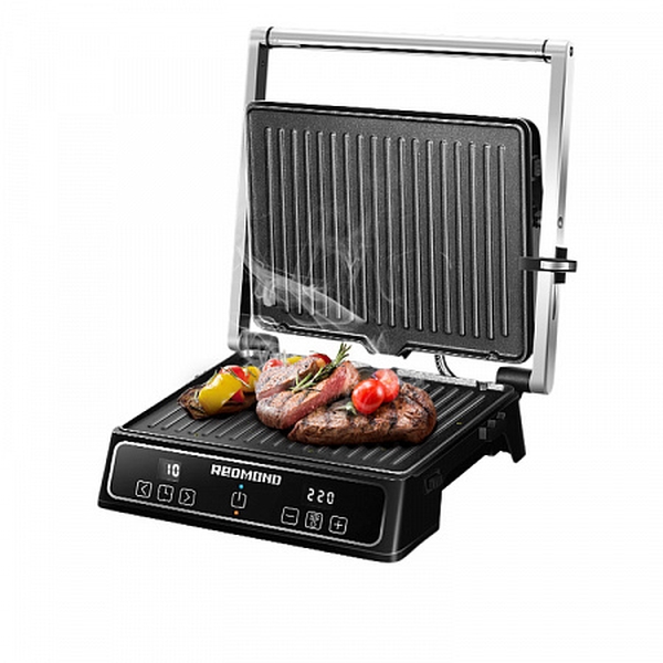 Электрогриль Redmond SteakMaster RGM-M809 черный/серебристый электрогриль domfy metal dsm eg502 черный серебристый