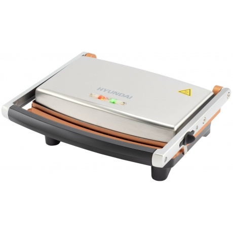 Электрогриль Hyundai HYG-1072 1600Вт серебристый/черный - фото 1