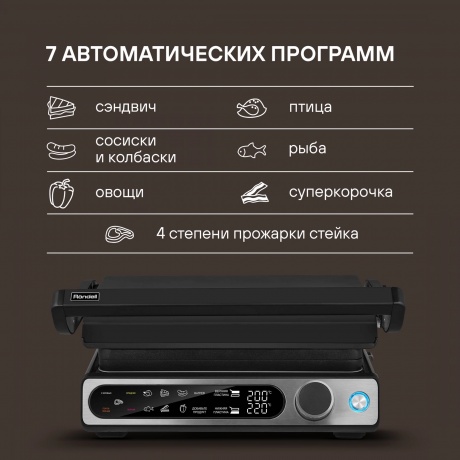 Электрогриль Rondell RDE-1700 2000Вт черный/серебристый - фото 7