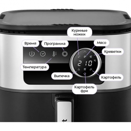 Аэрогриль Kitfort КТ-8127 2л 1930Вт черный/серебристый - фото 3