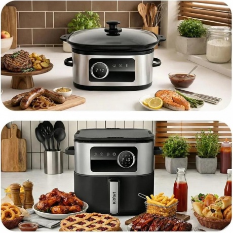 Аэрогриль Kitfort КТ-8127 2л 1930Вт черный/серебристый - фото 4