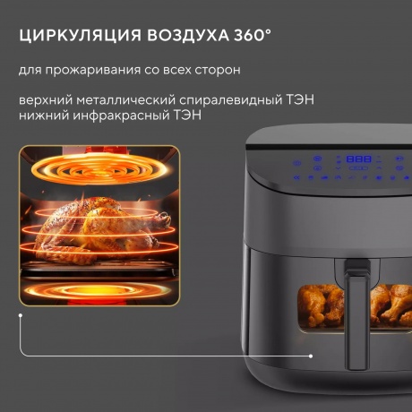 Аэрогриль Hyundai HYF-5457 3000Вт черный - фото 3