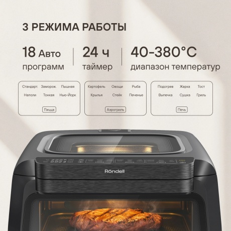 Аэрогриль Rondell RDE-AF111 13л 2100Вт черный/серебристый - фото 6