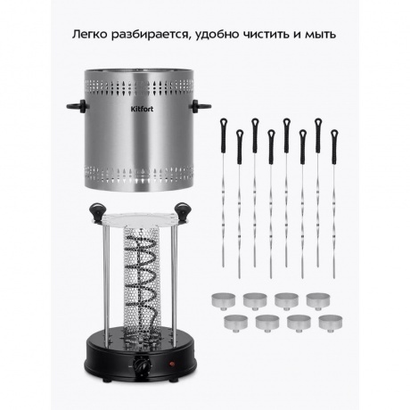 Электрошашлычница Kitfort КТ-1412 - фото 31