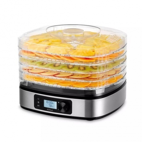 Сушилка для овощей и фруктов Kitfort КТ-1943 5под. 380Вт серебри...