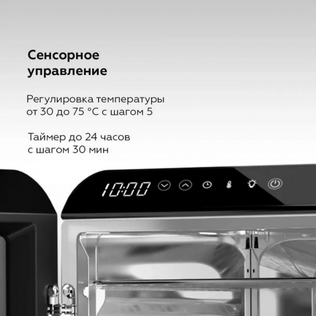 Сушилка для овощей и фруктов BQ FD1006 Черный-стальной - фото 6