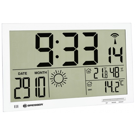 Метеостанция (настенные часы) Bresser MyTime Jumbo LCD, белая - фото 1
