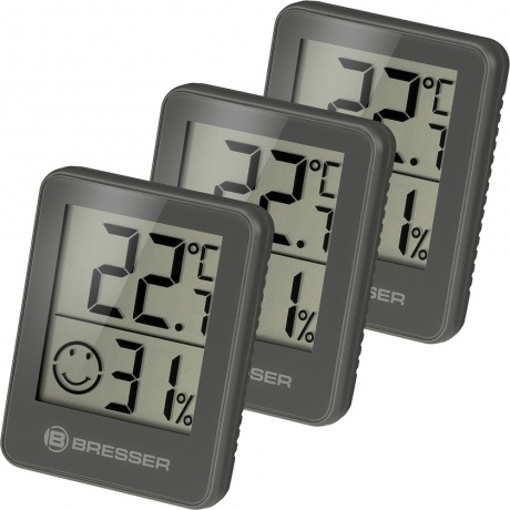Гигрометр и термометр Bresser Temeo Hygro, набор 3 шт., серый - фото 1