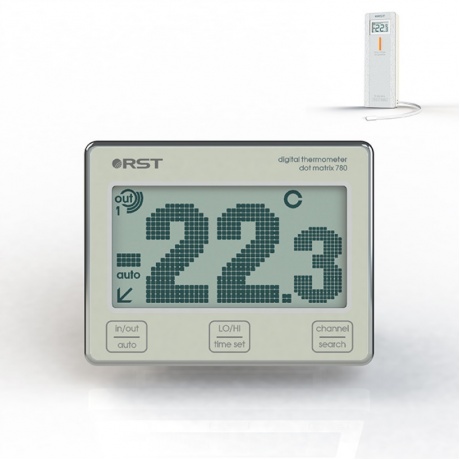 Цифровой термометр RST с радиодатчиком, точечно-матричный дисплей с анимацией температур 02780 - фото 1