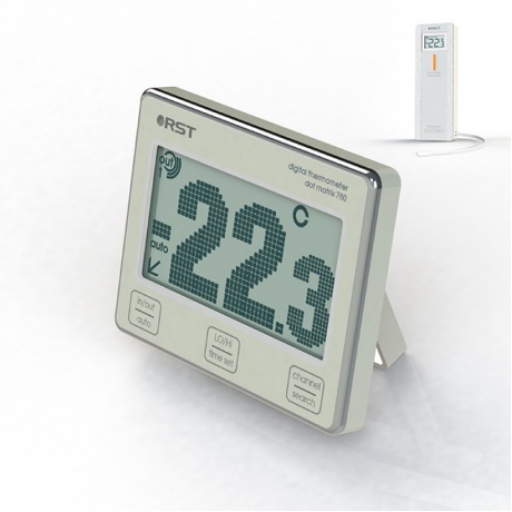 Цифровой термометр RST с радиодатчиком, точечно-матричный дисплей с анимацией температур 02780 - фото 2